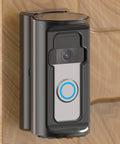 Adjustable 360 Degree No Drill Video Doorbell Mount For Ring Battery Doorbell Plus Pro Anti Theft Corner Kit With Easy Install Fits Ring Battery Doorbell Series For Houses And Apartments on a wood surface