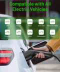 Level 2 EV Charger For Home Use Up To 48 Amp 240V Indoor Outdoor Fast Charging Station EV connection on car in driveway.