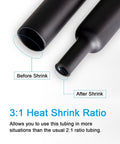 Dual Wall Adhesive Heat Shrink Tubing Kit, 280 Pieces, Five Sizes 3/8 In, 1/4 In, 3/16 In, 1/8 In, 3/32 In, Before and After Shrink