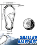 Carabiner clip, stainless steel, 1.97 in, heavy-duty for camping, hiking, keys