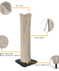 9 to 13 Ft Patio Umbrella Cover for Offset Cantilever and Straight Pole Parasols, PU polyester, long zipper, air vent, elastic hem cord