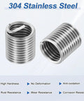 Mechanic Approved 20 Pack M10 X1.5 Metric Wire Thread Inserts Machined From Solid 304 Stainless Steel Helical Coil Sleeves on display.