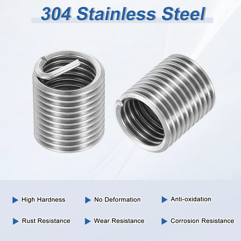 Mechanic Approved 20 Pack M10 X1.5 Metric Wire Thread Inserts Machined From Solid 304 Stainless Steel Helical Coil Sleeves on display.