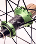 Close-up of carbon fiber tube hub on 700C Road Bike Wheelset Ultralight 40mm Aluminum Rim Reflective Finish Quick Release