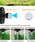 Upgraded Locked Micro Spray Irrigation Drippers 25 Pieces Kit With 3 Way Atomizing Nozzles For One Quarter Inch Tubing Barbed Emitters