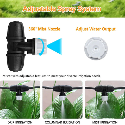 Upgraded Locked Micro Spray Irrigation Drippers 25 Pieces Kit With 3 Way Atomizing Nozzles For One Quarter Inch Tubing Barbed Emitters