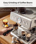 All In One Espresso Machine With Built In Grinder, 20 Bar Pressure, 58mm Commercial Portafilter, Milk Frother, Perfect For Cappuccino And Latte At Home, Stainless Steel 2026 Upgrade in use