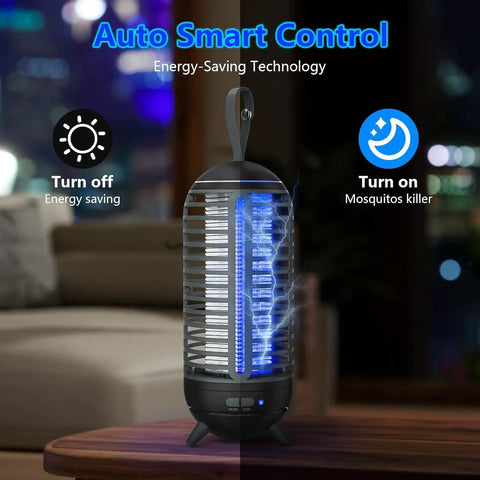 2 In 1 Cordless Bug Zapper Outdoor Rechargeable Mosquito Killer Lamp with 1400V grid and UV light, shown on table