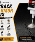 Heavy Duty Water Activated Concrete Crack Filler Fixes Sidewalk And Driveway Gaps Easy Peasy While Blocking Water Damage And Keeping Root Weeds At Bay For A Rock Solid Finish, showing crack repair powder being applied.