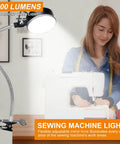 Beast Mode Clamp Light With Flexible Clip illuminating a sewing table, ultra bright 2000 lumen LED work light, 6500K white, flexible shaft