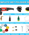 Complete wet polisher set with Powerful 1400W Wet Polisher Grinder With 110V Operation 4 Inch Variable Speed Stone Polisher Kit.