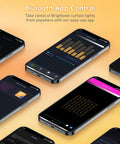 Mobile screens displaying app for USB Powered Curtain String Lights 9.8ft Long With 300 LEDs, App Control And Remote.