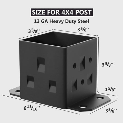 Heavy Duty 4x4 Post Base Anchor Kit With All Accessories For Wood Fence Deck And Pergola Mounting In Steel Post Brackets