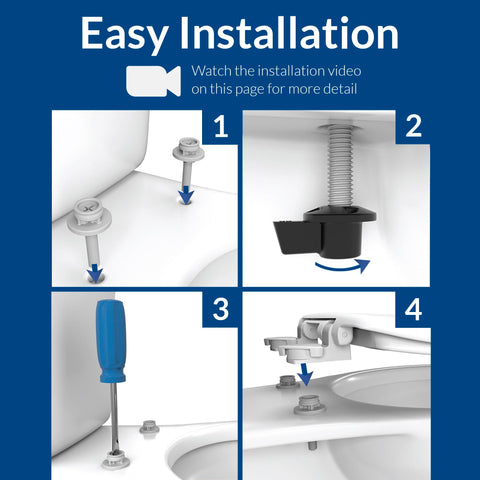 Step-by-step installation of Round Ice Grey Toilet Seat With Easy Clean Hinges No Fuss One Pack Deep Cleaning Ready Slick Contours.