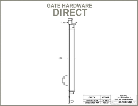 Diagram of Magnetic Pool Safety Gate Latch For 20 Inch Tall Black Gate, Keyed Alike, Safe Notch Engagement
