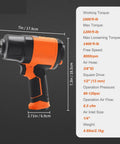 Heavy Duty Pneumatic Impact Wrench And Air Hammer Kit Featuring Killer Torque Specs 46 Pound Mechanic Ripper dimensions and specs displayed.