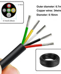 Cross-section and length of 18 Gauge 2 Conductor LED Wire 65.6ft Flexible Red And Black Tinned Copper for DIY Electronics.