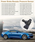 Power brake booster pressure sensor for GM vehicles; black sensor with connector, shown next to a blue car.