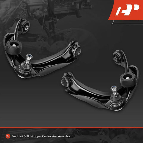 Two Pack Front Upper Control Arm With Ball Joint And Bushing For Ford Fusion 2006 2012 Lincoln MKZ 2007 2012 Mazda6 2003 2008 Mercury Milan 2006 2011 Replacement, black steel pair