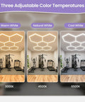Insanely Bright Honeycomb Hexagon LED Garage Light 5 Pack 192W With Three Color Temperatures in home gym at 3000K 4500K 6500K