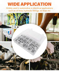 Premium Aluminum Crush Washer Kit With 570 Pieces In 18 Sizes From M6 To M24 for automotive uses, shown in tool applications