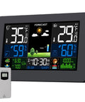 Indoor Outdoor Weather Station With Wireless Thermometer And Remote Sensor, Large 7.5 Inch HD Display, Home Weather Station With Forecast, Atomic Clock, Barometric Pressure And Moon Phase