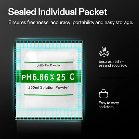18 Pack pH Buffer Powders for Precise Calibration of Your pH Meter No-Fuss Buffers Include 6.86, 4.00, and 9.18 for Easy, Accurate Tester Readings and Reliable Results, sealed 250ml pH 6.86 packet