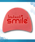 Red denture reliner disk with 'Instant Smile' text, for Denture Reliner Disk For Loose Fitting Dentures Quick Mold With Hot Water That You Can Reheat And Remold Until It Feels Like A Perfect Custom Fit Easy At Home Relining Kit For Comfort And A Smile That Stays Put.