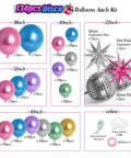135 Piece Disco Balloon Arch Kit With Silver Blue Green Purple Hot Pink And Gold Metallic Balloons And Star Foil Balloons