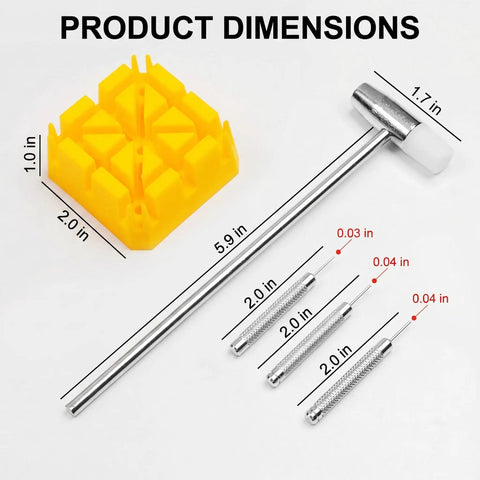 53 Piece Watch Band Tool Kit With Link Remover Pro Grade Spring Bar Tools Pin Remover Strap Adjustment Kit dimensions
