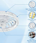 Compact 12 Inch Ceiling Fan With Led Light Remote Control Adjustable Socket Dimmable Bulb details and features in ABS material.