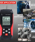 2-In-1 Tachometer With Noncontact Laser And Contact RPM Meter showing applications in motors and machinery.