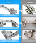 Comparison of Two Pack 135 Degree Corner Cabinet Hinge, Adjustable 3D Concealed Overlay Hinge With Clip-On Plate versus standard hinge
