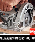 Tough As Nails 15 Amp Seven Quarter Inch Sidewinder Circular Saw With Left Blade Design And Solid Magnesium Body for precise cuts on wood.