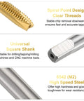 Spiral Point Tap 5 By 16 By 18 UNC B2 Accuracy Titanium Coated Pro Grade 6542 High Speed Steel Screw Tap features and design