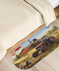 Ultra Plush Microfiber Bath Mat With Non Slip Grip Absorbent Oval Floor Rug in bedroom with tractor and deer print