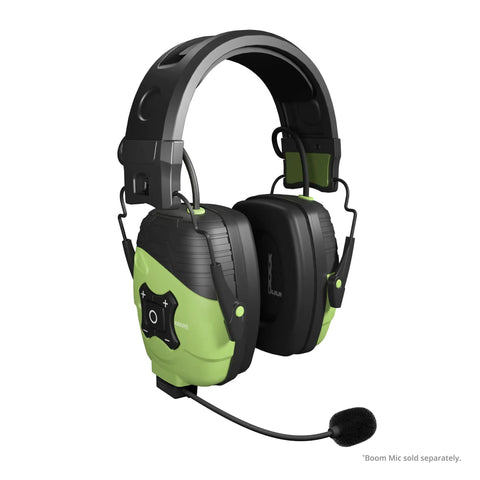 Bluetooth Hearing Protection Earmuffs With Aware Technology Passthrough Audio Omnidirectional Mics All Day Battery Headband Style Safety Green