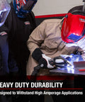 Welder using DynaMIG HD Pro Grade MIG Welding Gloves Built For Pros With Heat Resistant Inside Liner in heavy-duty application