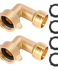 Heavy Duty Brass Garden Hose Elbow Connector 90 Degree Three Quarter Inch Male To Female Adapter With Four O Rings solid brass