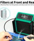 Solder Fume Extractor With Tiltable Stand And Flexible Helping Hands, 8 Extra Filters, dual-filtering for clean air in workshop