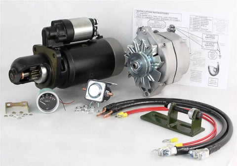 Heavy Duty Alternator Starter Kit Drop In Swap For John Deere 3010 3020 4010 4020 Tractor 24v To 12v electrical system parts.