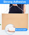 Person holding box with Clear Packing Tape 18 Rolls Heavy Duty Sealing Tape For Shipping And Moving, 2.7 Mil Thick, strong adhesive.