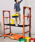 Electric Heavy Duty Lift Cart With Non Skid Deck For Indoor And Outdoor Aerial Work Automatic Cargo Elevator Platform with worker.