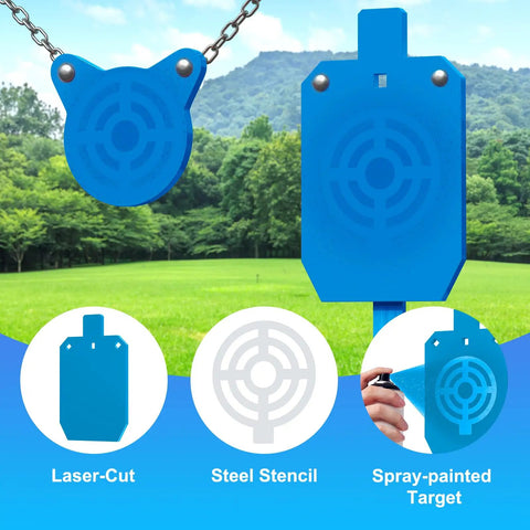 Torso Silhouette Steel Target For Shooting, One Half Inch AR500 Steel, Laser Cut 7 By 12 Inch Blue Target For Pistol And Rifle Practice