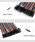 Jumper Wire Kit 120 Piece Set With Three 40 Pin Jumpers, 10 Cm Length, Multicolor Ribbon Cables, Male to Male and Female Connectors