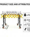 Heavy Duty Conveyor Belt Rollers With 1450 Lbs Load Capacity Adjustable Roller Stands size chart showing dimensions and features.