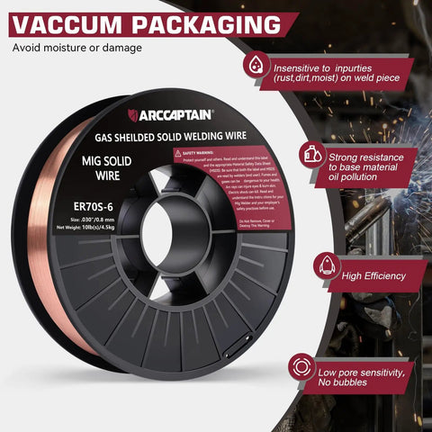 Pro Grade Mig Welding Wire 0.030 ER70S6 10 Lb Spool Low Splatter For Steel Smooth Feed And Deep Penetration Compatible With Lincoln Miller Forney Harbor Welders