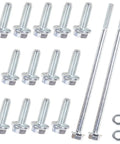 Heavy Duty Oil Pan Bolt Kit For Chevy GM LS Series Engines, zinc-coated steel bolts and washers for secure installation.