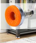 4 Pack Threaded Adjustable Leg Levelers With 2 Inch Screws For Workbenches, Machines, Cabinets And Heavy Duty Use, 800 Lb Capacity, Orange And Silver Tone Non Slip Rubber Bases, M10 X 1.5mm shown in home setup