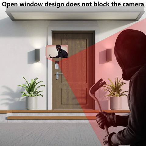 Adhesive Doorbell Mount For Ring And Blink Video Doorbells adjustable angle showing sensor view with intruder detection.